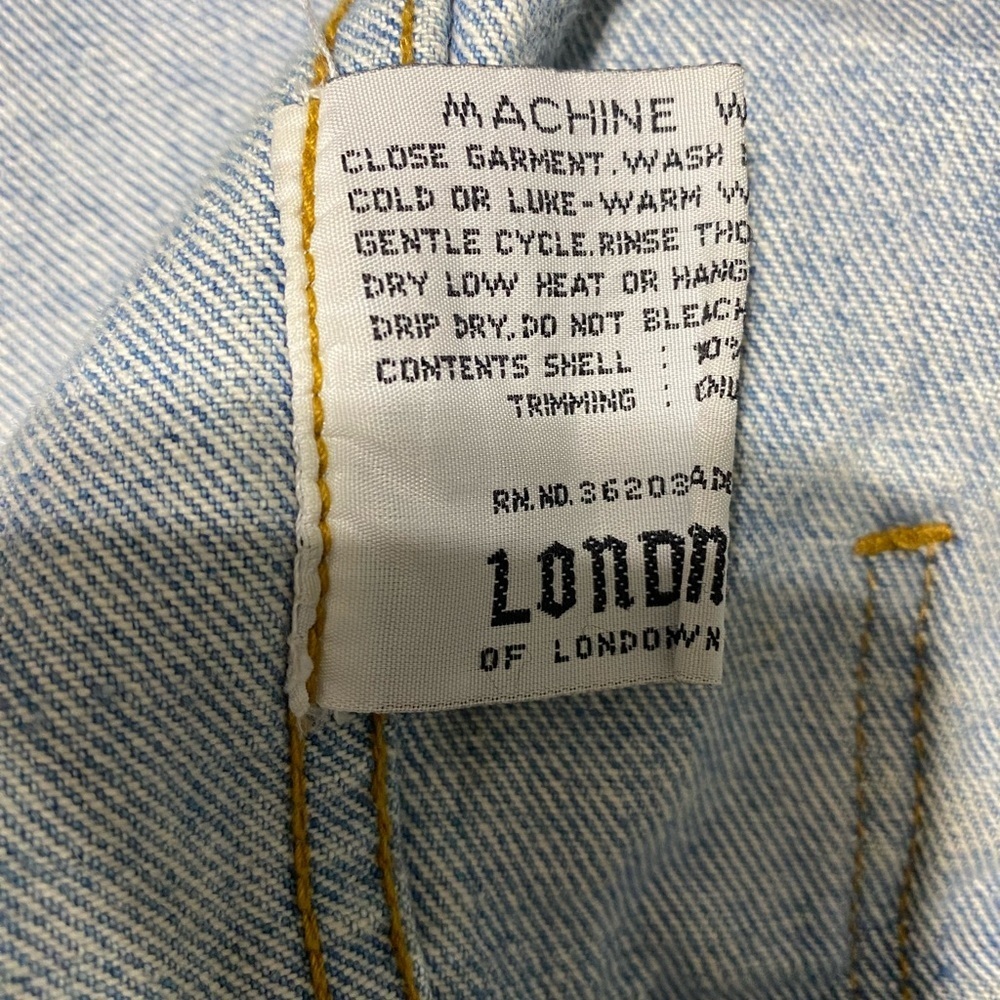 London Fog, Blue Denim Jacket with Brown leather Collar - Picture 9 of 15